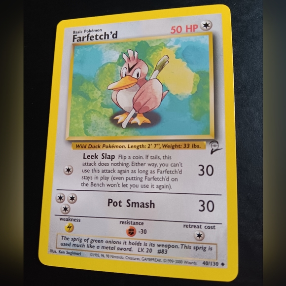 Farfetch'd Pokemon Card - Base Set 2 - NO. 40/130 Uncommon Non-Holo - Picture 6 of 9